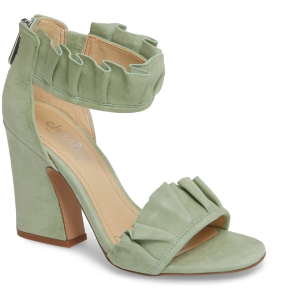 Charles David mint green ruffle heel sandal